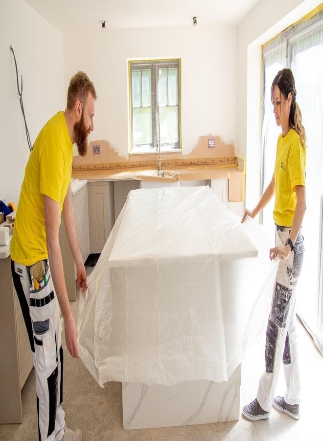 BLUE MAX LD Plastic Dust Cover Roll Sheet 44 Inch x 30 Meter | Transparent Polyethylene Sheeting Roll | Waterproof Dustproof Protective Cover | Furniture, Packing, Painting, Renovation Use - Image 3